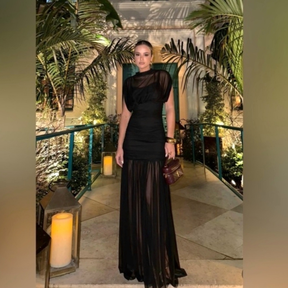 Zara Draped Midi Dress Black